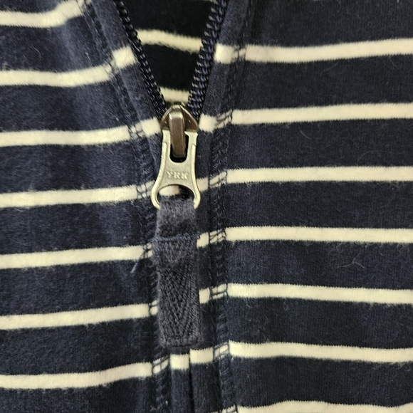 LL Bean Navy Striped Women's Ultrasoft Sweats, Full-Zip Mock-Neck Jacket Sz Med - Picture 3 of 9